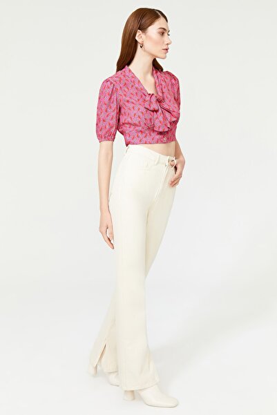 adL Baglamalı Detaylı Crop Bluz