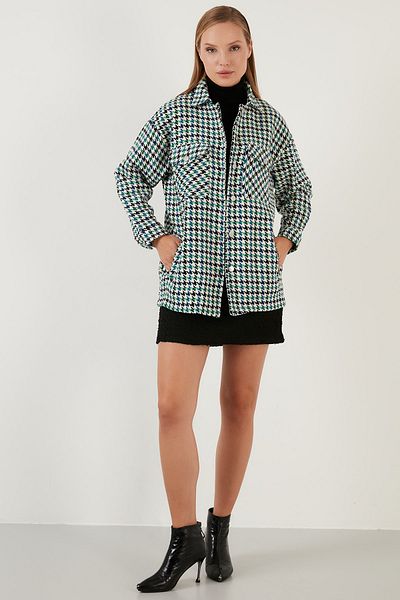 Lela Checked Regular Fit Buttoned Shirt Jacket Shirt Jacket 42190497
