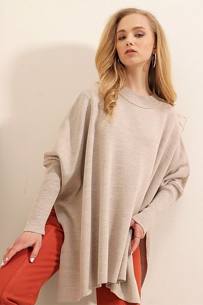 LE CARAMBOLE Pulover Poncho Oversize Stone pentru damă