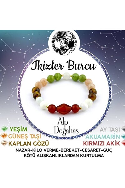 Alp Doğal Taş Ikizler Burcu Bilekliği