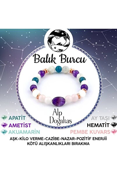 Alp Doğal Taş Balık Burcu Bilekliği