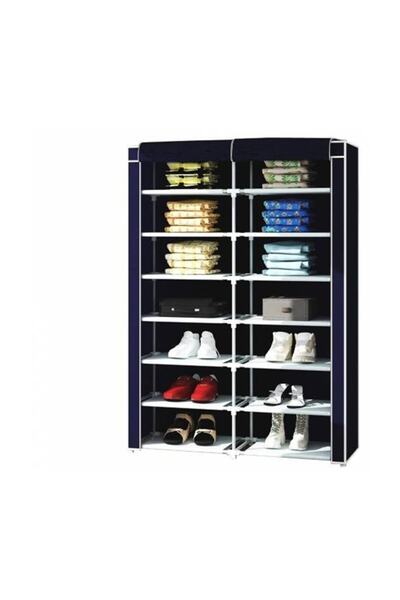 RUSTİKEVDECORART 2 Bölmeli Bez Ayakkabılık Portatif Ayakkabılık Dolap