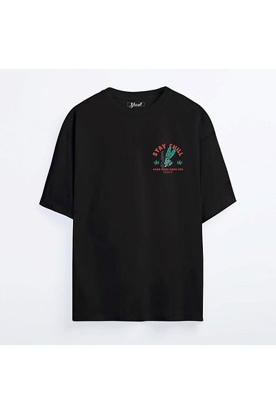 Shout Υπερμεγέθη μαύρο μπλουζάκι Good Weed Good Life Oldschool Unisex