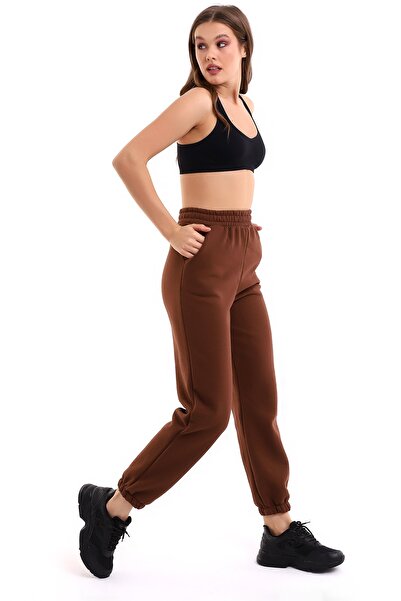 winmoda Pantaloni de sport maro Joger cu 3 fire cu grosime ideală interioară