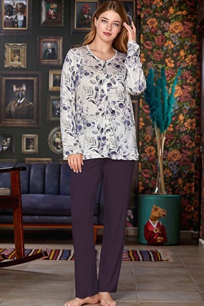 Cossy By Aqua 23140 Жіночий піжамний комплект з довгими рукавами та ґудзиками...