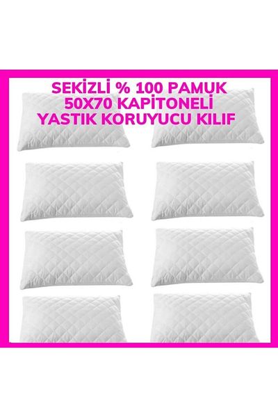 AYHOME 8 Pieces Quilted Pillow Case with Zipper - 100% Cotton, Anti-Sweat, 50x70 Cm