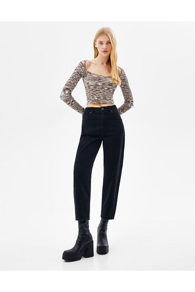 LİMABEL Vera Black Fadeless Mom Jean Femei Iubita Talie înaltă Power Lycra
