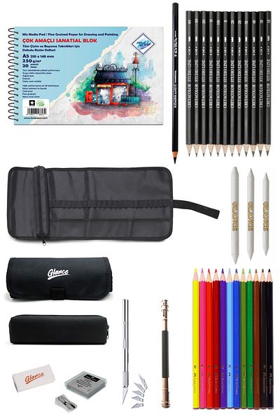 GLANCE Art Liva Artistic Painting Pad 250 Gra5 Faberboyakalem Cretacolor Graduated Penstudioline Sketch Set