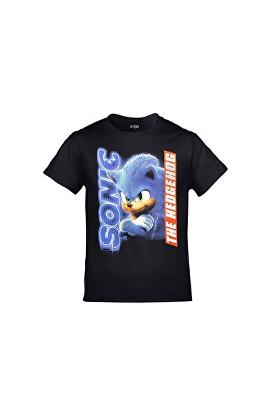 Orijin Tekstil Sonic The Hedgehog Printed Black Kids T-shirt