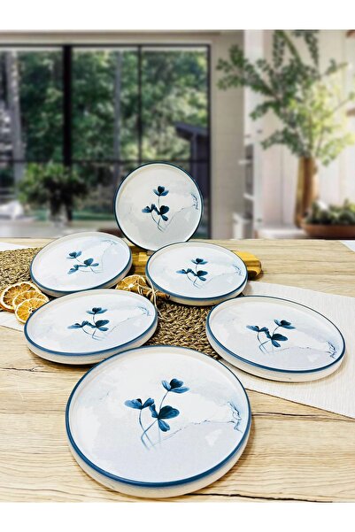pembişmutfağım 6 Pieces 21 cm Stackable Cake Plate Blue Magic Matte Blue Brea...