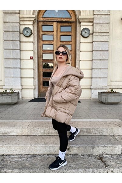 La Querta Γυναικείο παλτό μεγάλου μεγέθους διπλής τσέπης με κουκούλα