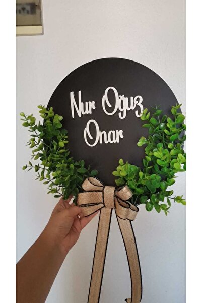 KAĞAN SÜS Siyah Yeşil Yapraklı Kapı Süsü