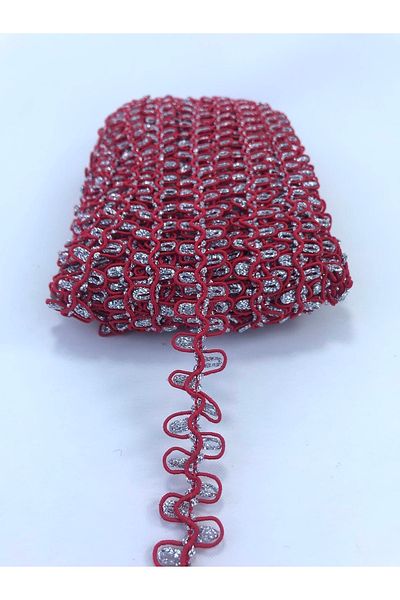 Hobigram 5 Meters Red Silver Double Row Zigzag Water Stone for Decoration Packaging Edge Ornament – Decorative Strip
