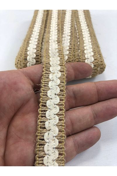 Hobigram 5 Meters White Detailed Wicker Decorative Ribbon for Decoration Packaging Edge Ornament – Decorative Ribbon