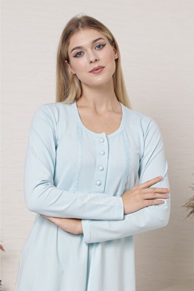 Semm Mix Pamuklu Gecelik Dantel Detaylı