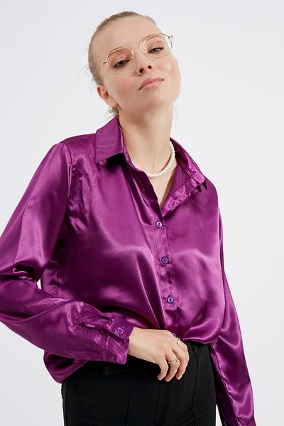 MEECY Cămașă de damă din satin violet