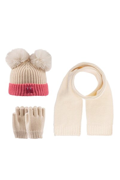 Kitti 12-36 Ay Kız Bebek Atkı Bere Eldiven Takımı, 3 Lü Set