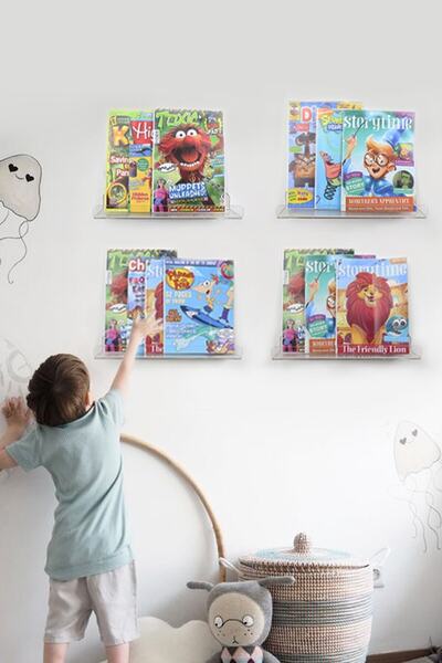 dnsbaski Pleksi Şeffaf Raf Kitaplık 38cm 4 Adet