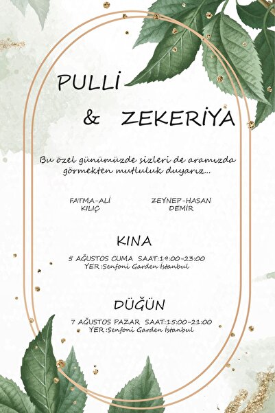 Belinay Düğün Davetiyesi 108 03 (50 ADET)