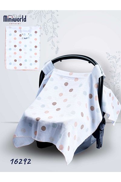Miniworld Polka Dot Muslin Stroller Cover