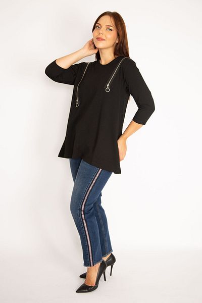 Şans Plus Size Sweatshirt - Black - Regular fit