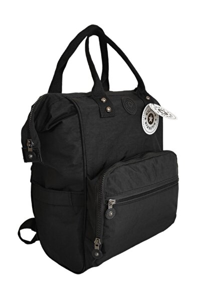 Serenity حقيبة ظهر للعناية بالطفل باللون الأسود مع جهاز لحمل الزجاجات، وعربة ...