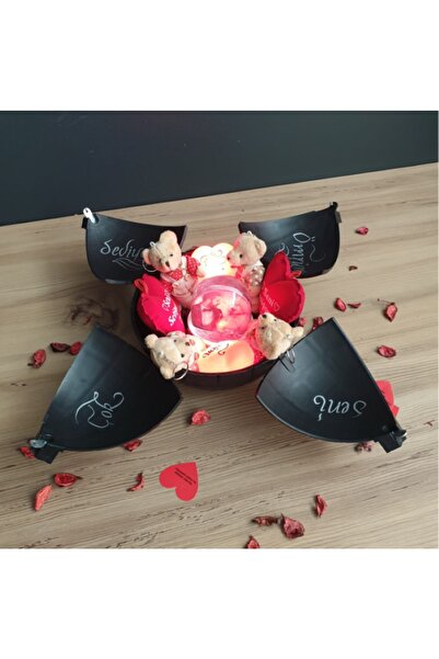 RUSTİKEVDECORART Süpriz Hediye Kutusu Fitilli Patlayan Hediye El Bombası Hazır Hediye Kutusu Peluşlu Mini Yastıklı