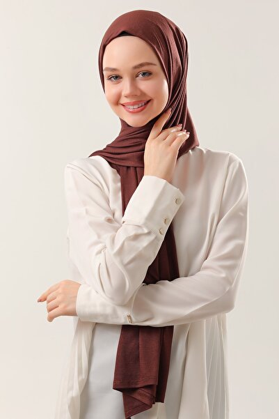 Melodi Scarf Şal din Bumbac Pieptănat Hijab Maro Amar