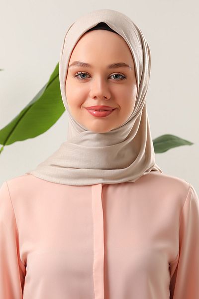 Melodi Scarf Κρέμα από βαμβακερό σάλι χτενισμένο Hijab