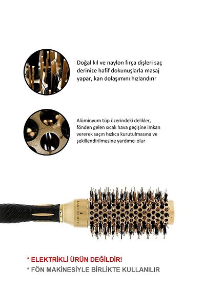 LAND OF MYTH 32 Mm-Lom1142 Nano Technology - Natural Horsehair Teeth Professional Hair Brush
