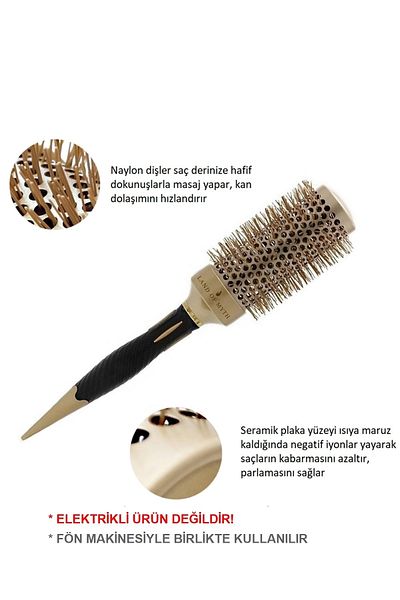 LAND OF MYTH 43 mm - Lom1163 Nano Technology Ceramic + Ionic Thermal Blow Dry Hair Brush Professional Series