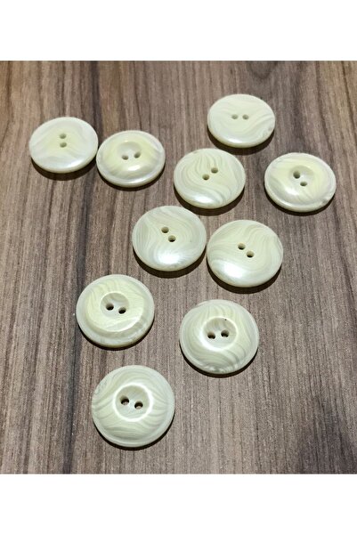 Öztürk Damarlı Polyester Hırka Yelek Düğmesi. 2cm. 10'lu Pkt. Açık Krem.