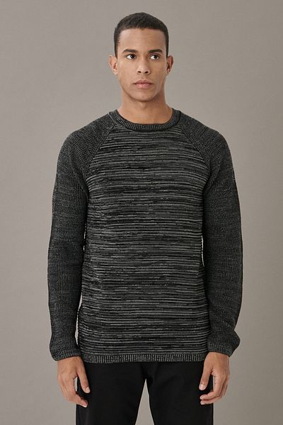 AC&Co / Altınyıldız Classics Schwarzer Herren-Strickpullover mit normaler Passform und normalem Schnitt und Rundhalsausschnitt