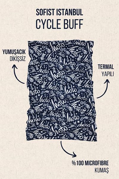 Sofist İstanbul Cycle Buff Multifunctional Seamless Motorcycle Patterned Neck Collar/bandana/baf