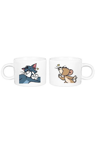 Öz Kupa Tom's And Jerry's Pair of 2 Porcelain Motto Cups