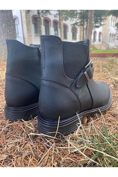 Pabuçhan Ayakkabı&Çanta Pabuçhan 0641 Yan Tokalı Topuksuz Bot - Btmk00641-siyah-40