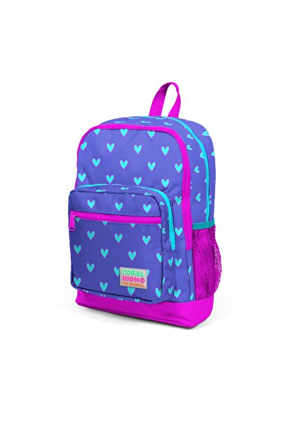 Yaygan Coral High Kids Lavender Pink Heart Patterned Four Compartment School ...