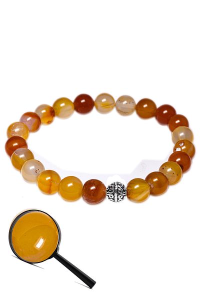 Tesbih Atölyesi Aaa Quality Dark Orange Agate Bracelet - Silver Apparatus