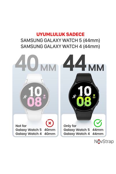 NovStrap متوافق مع Samsung Galaxy Watch 4 5 Series 44 ملم واقي شاشة زجاجي وغطاء واقٍ من البولي كربونات الصلب