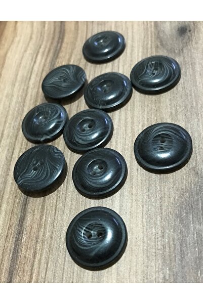 Öztürk Grained Polyester Cardigan Vest Button. 2cm. Pack of 10 Anthracite.
