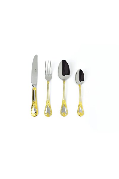 WANELLİ Hr9055 Dek.Gold 84 Piece Fork & Knife & Spoon Set