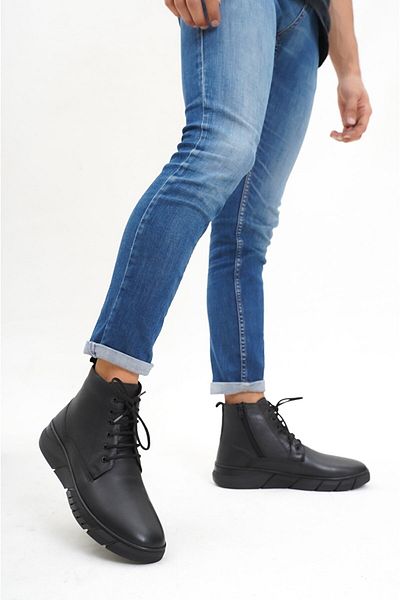 Deripabuc Genuine Leather Men's Black Leather Boots Mrd15-0833