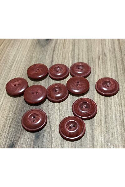 Öztürk Grained Polyester Cardigan Vest Button. 2cm. Pack of 10 Dark Cinnamon.