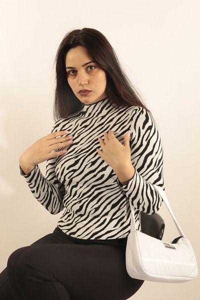 VERA LİFE Γυναικεία πλεκτή μπλούζα με σχέδια