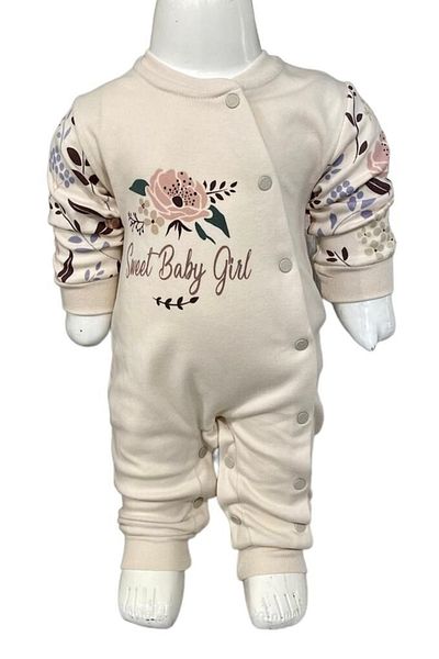 Aziz Bebe Flower Patterned, Snap Fastener, Footless (without booties) Jumpsuit