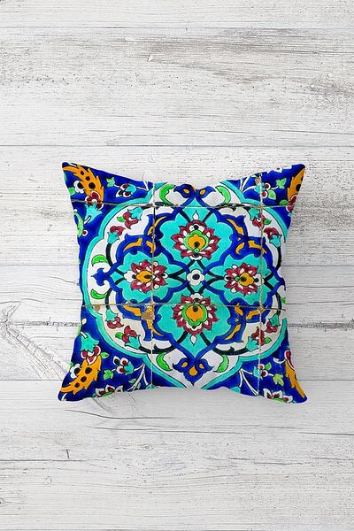on the clouds Turquoise Ethnic Pattern Combination Hidden Zippered Throw Pillow Cover Sofa Pillow Cover Set (4pcs)