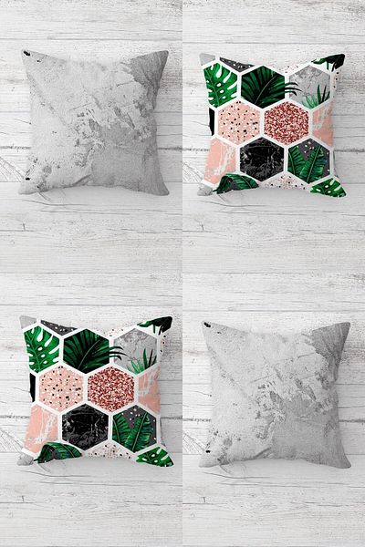 on the clouds Ballet Patterned Leafy Hidden Zippered Throw Pillow Cover Sofa Pillow Cover Set (4 Pieces)