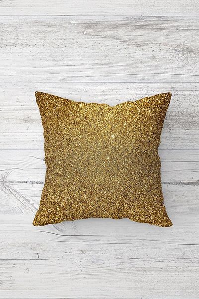 on the clouds Gold Sequin Patterned Plain Combination Hidden Zipper Throw Pillow Cover Sofa Pillow Cover Set (4Pcs)
