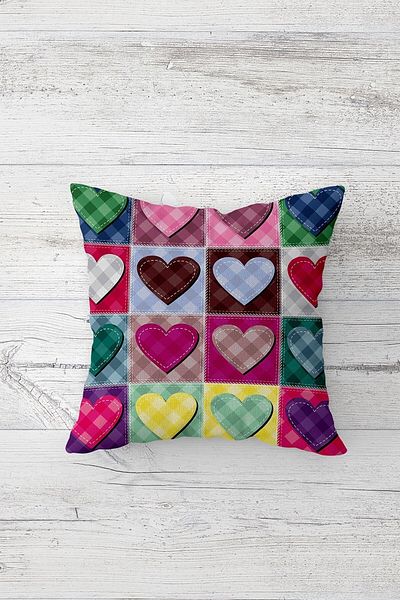 on the clouds Fuchsia Heart and Triangle Concealed Zippered Throw Pillow Cover Sofa Pillow Cover Set (4pcs)