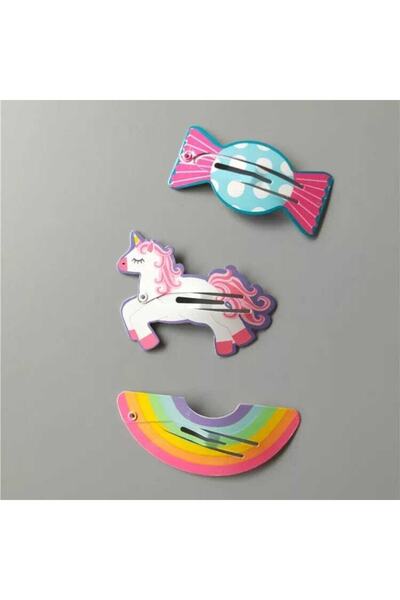 MutluBiDünya Lily 3 Adet Unicorn Çıtçıt Toka Seti Çocuk Tokası
